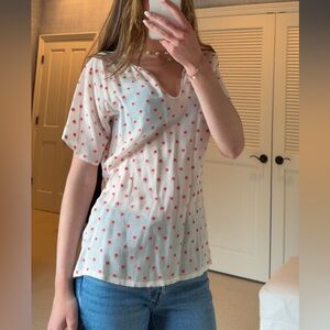 Designer Red Star Patterned Women's Top size L